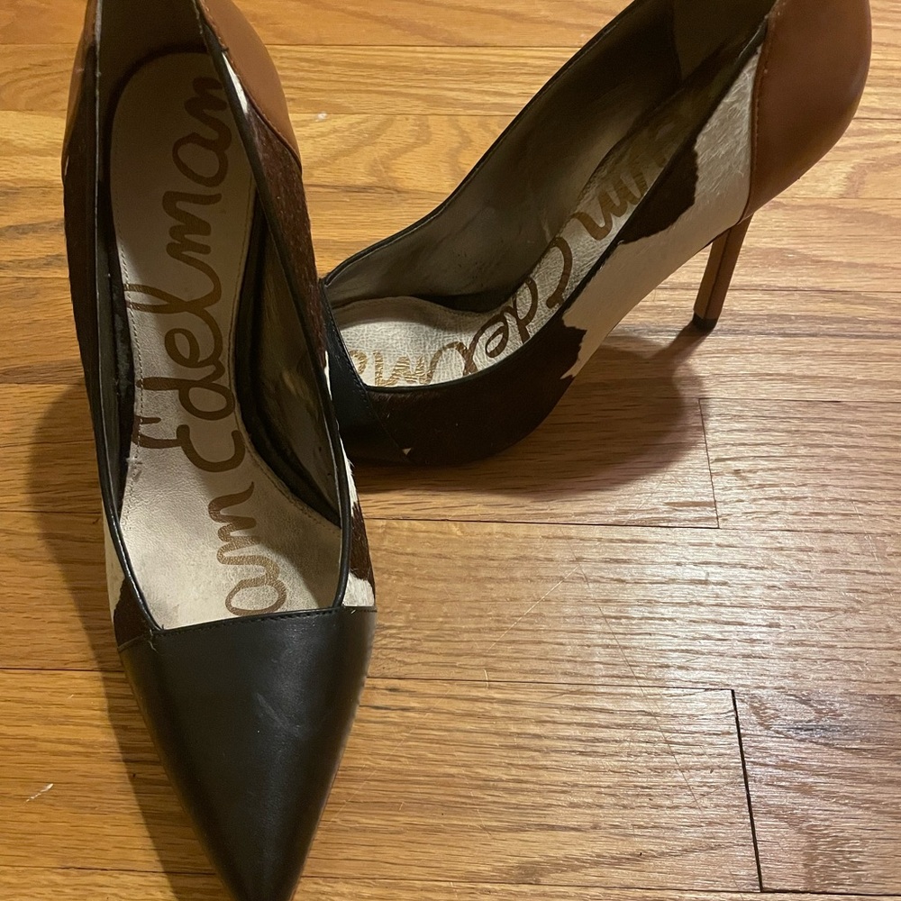 Sam Edelman Two-Tone Black and Brown Animal Fur-like Print Heel